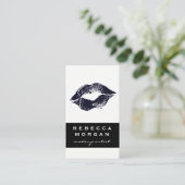 Chic Lipstick Blue Kiss Visitenkarte (Stehend Vorderseite)