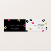 Chic Lipstick-Markierungen Makeup-Referenzkarte Visitenkarten (Außenseite Aufgefaltet)