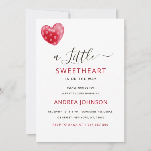 Chic Little Sweetheart Valentine's Day Baby Shower Save The Date (Vorderseite)