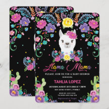 Chic Llama Mama Mexican Floral Baby Shower Girl