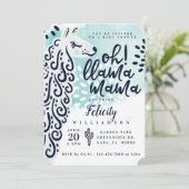 Chic Llama Mama & Stripes - Es ist eine Baby-Dusch Einladung (Stehend Vorderseite)