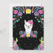 Chic Llama Mexican Floral Baby Duschkabine Einladung (Rückseite)