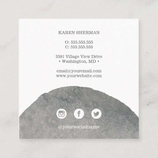 Chic Logo beruflich trendy grau Social Media Quadratische Visitenkarte (Rückseite)