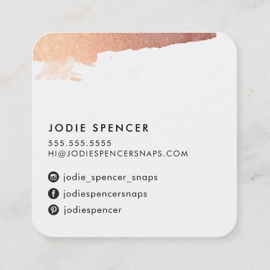 CHIC LOGO elegant hübsche glamouröse Rose Goldfarb Quadratische Visitenkarte (Rückseite)