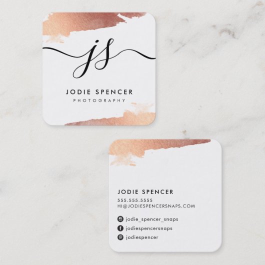 CHIC LOGO elegant hübsche glamouröse Rose Goldfarb Quadratische Visitenkarte (Vorne/Hinten)