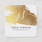 CHIC LOGO elegante hübsche goldene Goldfarbe Quadratische Visitenkarte (Vorderseite)