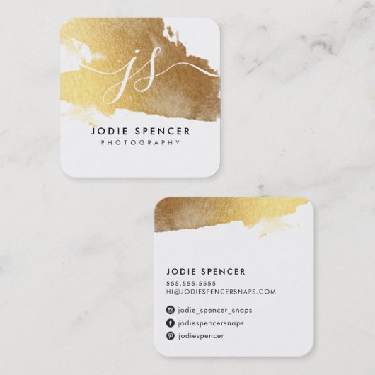 CHIC LOGO elegante hübsche goldene Goldfarbe Quadratische Visitenkarte (Vorne/Hinten)