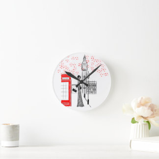 Chic London Glamour Art Wall Clock Runde Wanduhr