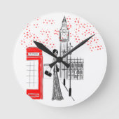 Chic London Glamour Art Wall Clock Runde Wanduhr (Vorderseite)