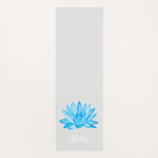 chic lotus baby blue personalized script yogamatte