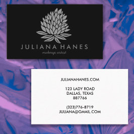 Chic Lotus Blume Minimalistisch Grau Visitenkarte