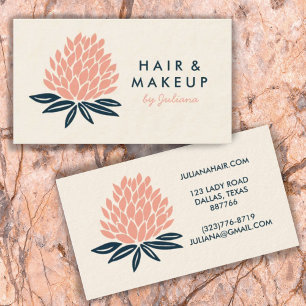 Chic Lotus Blume Minimalistisch Rosa Blau Visitenkarte