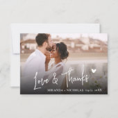 Chic Love and Thanks Script 2 Photo Script Wedding Dankeskarte (Vorderseite)