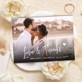 Chic Love and Thanks Script 2 Photo Script Wedding Dankeskarte