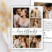 Chic Love and Thanks Script Photo Collage Wedding Dankeskarte
