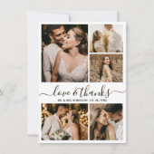 Chic Love and Thanks Script Photo Collage Wedding Dankeskarte (Vorderseite)