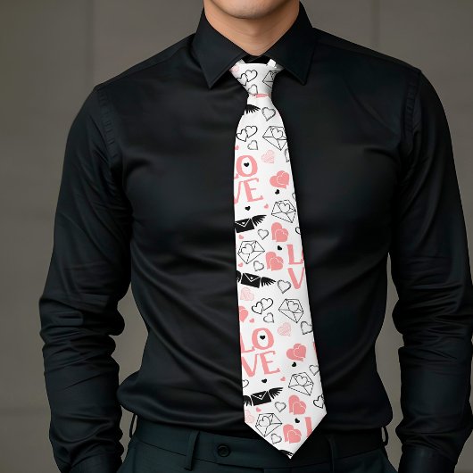 Chic Love Lettering Hand Drawn Heart Tie Krawatte