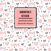 Chic Love Lettering Pink Black Heart Apron Schürze