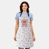 Chic Love Lettering Pink Black Heart Apron Schürze (Getragen)