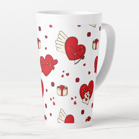 Chic Love-Themed Valentine’s Day Gift Red Heart Milchtasse (Rechte Ecke)