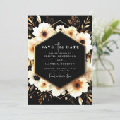 Chic Lovely Gold and Black Wedding Save The Date (Stehend Vorderseite)