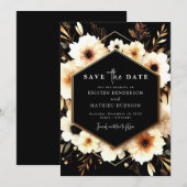 Chic Lovely Gold and Black Wedding Save The Date (Vorne/Hinten)
