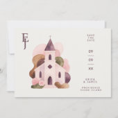 Chic Lovely Rustic Pink Tones Church Wedding Save The Date (Vorderseite)