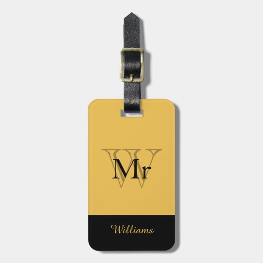 CHIC LUGGAGE TAG_"Herr" GOLD/BLACK Gepäckanhänger (Vorderseite vertikal)