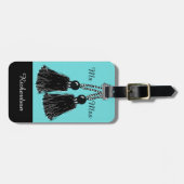CHIC LUGGAGE TAG_"Mr & Mrs." BLACK TASSELS Gepäckanhänger (Vorderseite horizontal)