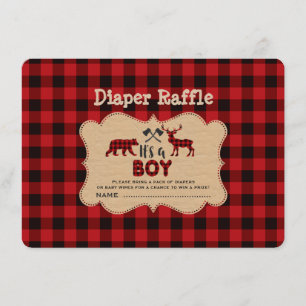 Chic Lumberjack Little Hunter Diaper Raffle Ticket Begleitkarte