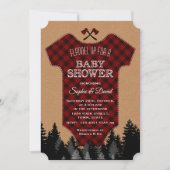 "Chic Lumberjack Red Buffalo Baby Anzug Baby Dusch Einladung (Vorderseite)