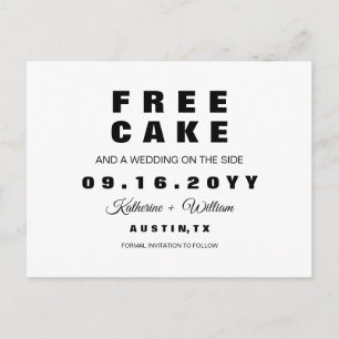 Chic-lustiger freier Kuchen, der Save the Date Ankündigungspostkarte