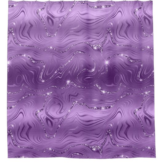 Chic Luxe Lila Silver Glitzer Muster Duschvorhang (Vorderseite)