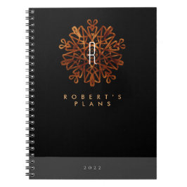 Chic luxuriös Schwarz und Gold verziert mit Monogr Notizblock