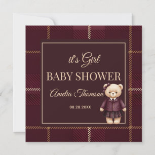 Chic Luxuriöser Teddybär-Baby Shower  Einladung