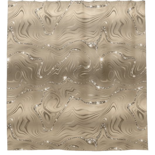 Chic Luxury Antique Gold Silver Glitzer Muster Duschvorhang (Vorderseite)