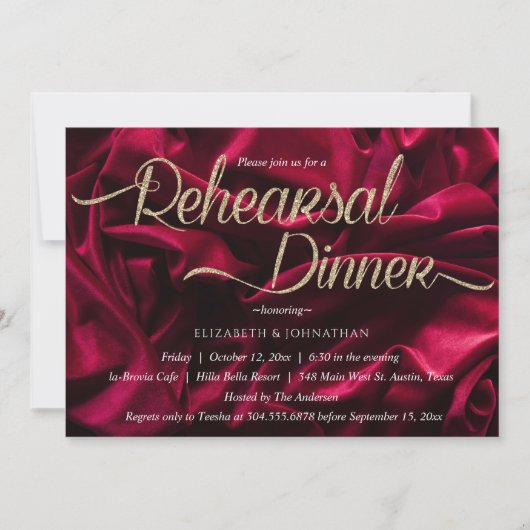Chic Luxury Burgund Minimal Probe Abendessen Einladung (Vorderseite)