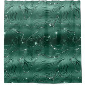Chic Luxury Emerald Green Silver Glitzer Pattern Duschvorhang (Vorderseite)
