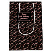 Chic Luxury Gift Bag Rose Gold Glitter and Black Mittlere Geschenktüte (Rückseite)