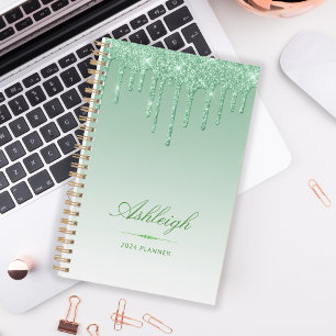 Chic Luxury Glitzer Tropfen Green 2024 Planer