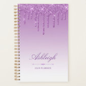 Chic Luxury Glitzer Tropfen Lila 2024 Planer (Vorderseite)