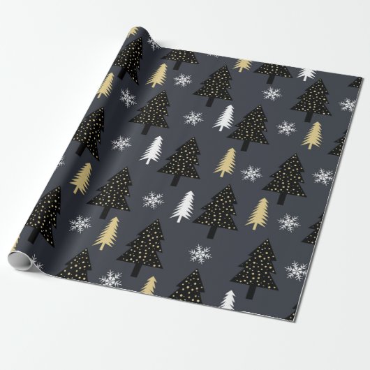 Chic Luxury Modern Christmas Tree Muster Geschenkpapier (Ungerollt)