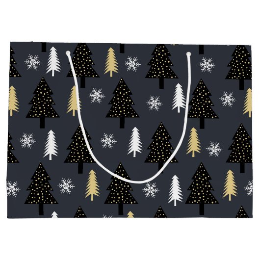 Chic Luxury Modern Christmas Tree Muster Große Geschenktüte (Rückseite)