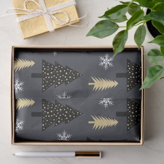 Chic Luxury Modern Christmas Tree Muster Seidenpapier (Geschenk)