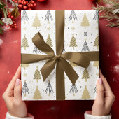 Chic Luxury Modern Gold Weihnachtsbaumen Geschenkpapier