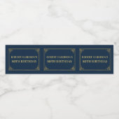 Chic Luxury Navy Gold 80th Birthday Wasserflaschenetikett (Einzelnes Label)