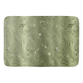 Chic Luxury Olive Silver Glitzer Muster Badematte