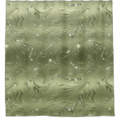 Chic Luxury Olive Silver Glitzer Muster Duschvorhang (Vorderseite)