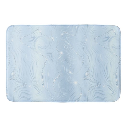 Chic Luxury Pastel Blue Silver Glitzer Pattern Badematte (Vorderseite)