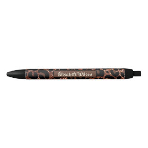 Chic Luxury Personalize Name Gold Glitzer Leopard Kugelschreiber